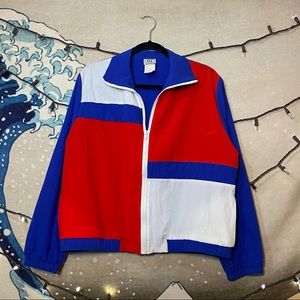 Vintage 80’s Mens RWB Color Block Track Jacket M